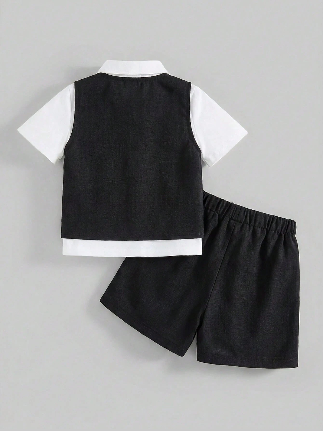 3pcs Big Boys Formal Waistcoat Shirt & Shorts Set - Onyx | 21 Centu...