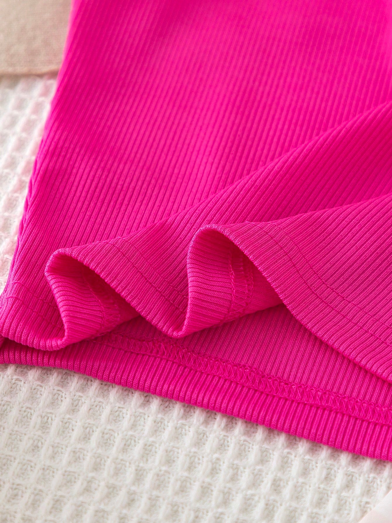 2pcs Girls Ribbed Tank Top & Hibiscus Wide-Leg Pants Set - Fuchsia ...