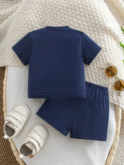 2pcs Baby Boys Daddy's Mini Tee & Shorts Set - Midnight | 21 Centur...
