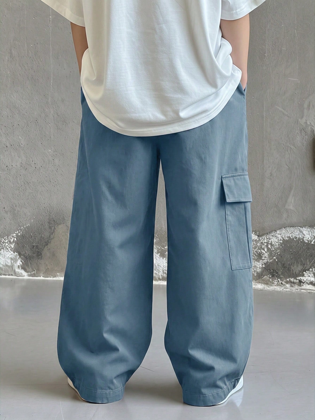 Big Boys Wide-Leg Cargo Trousers - Slate | 21 Century Kids