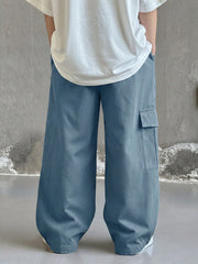 Big Boys Wide-Leg Cargo Trousers - Slate | 21 Century Kids