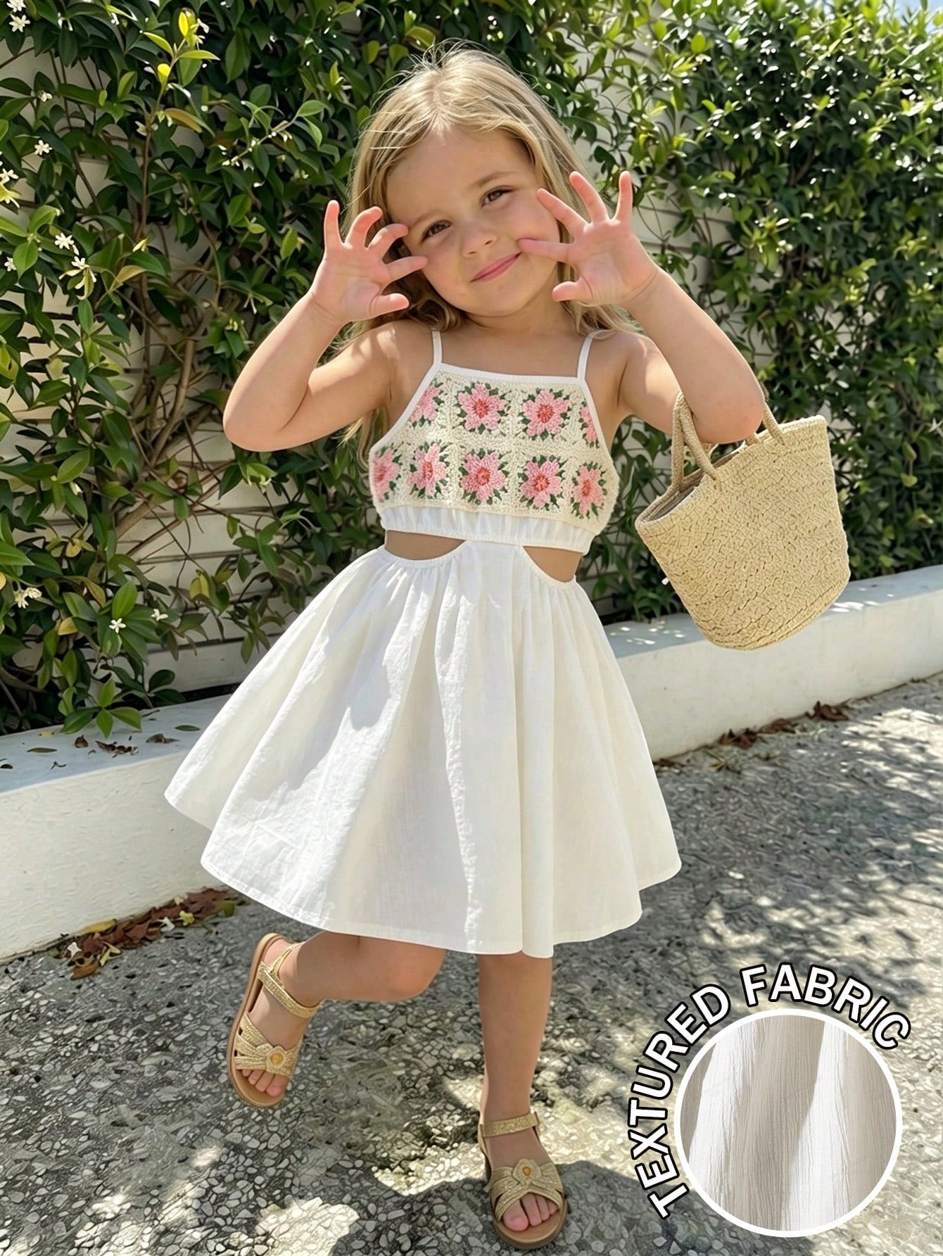 2pcs Girls Crochet Floral Cami Top & Skirt Set - Ivory | 21 Century...