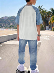2pcs Big Boys Denim Appliqué Raglan Tee & Jogger Set - Ivory | 21 C...