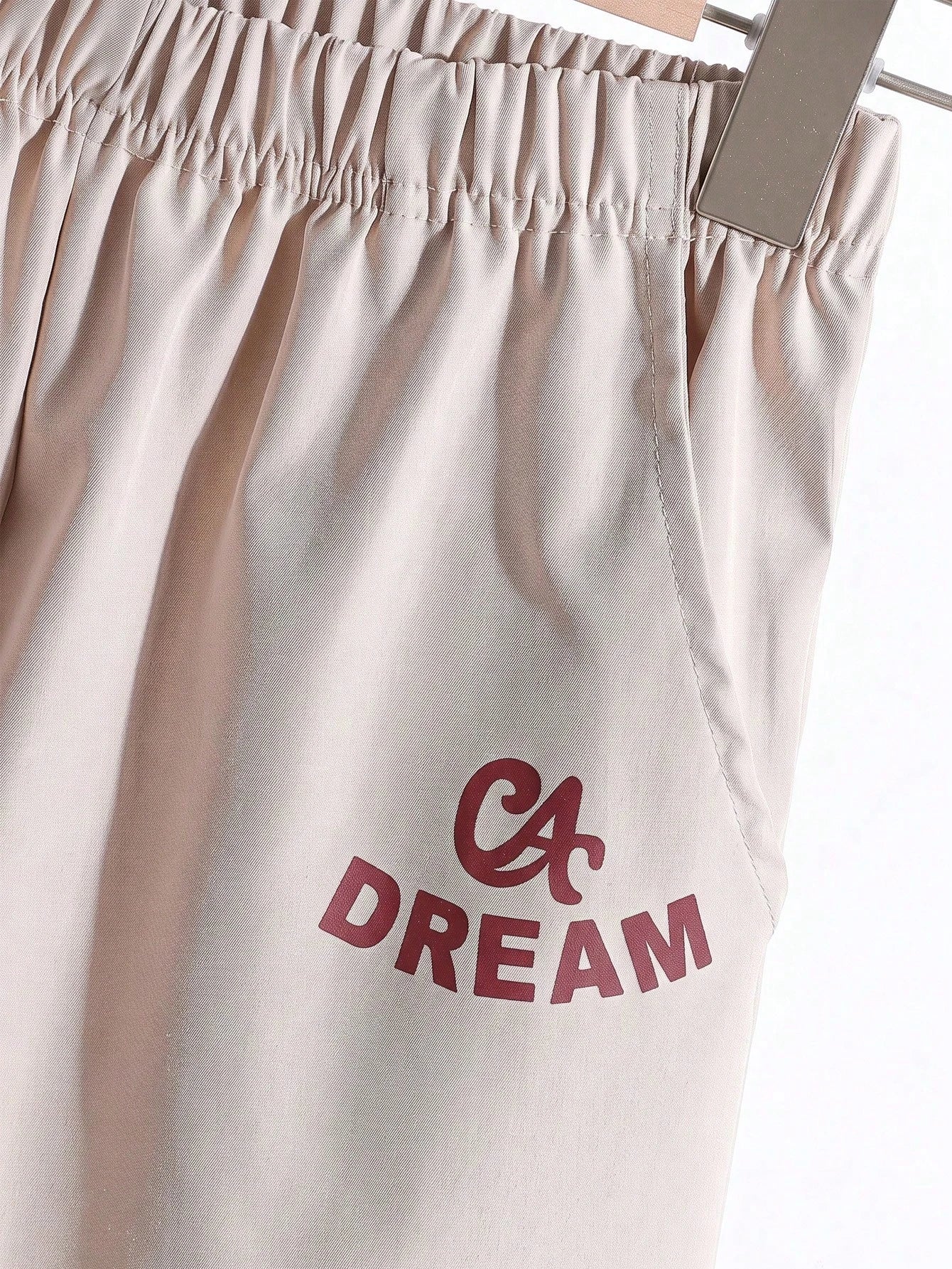 2pcs Boys Dream Print Oversized Tee & Cargo Pants Set - Crimson | 2...
