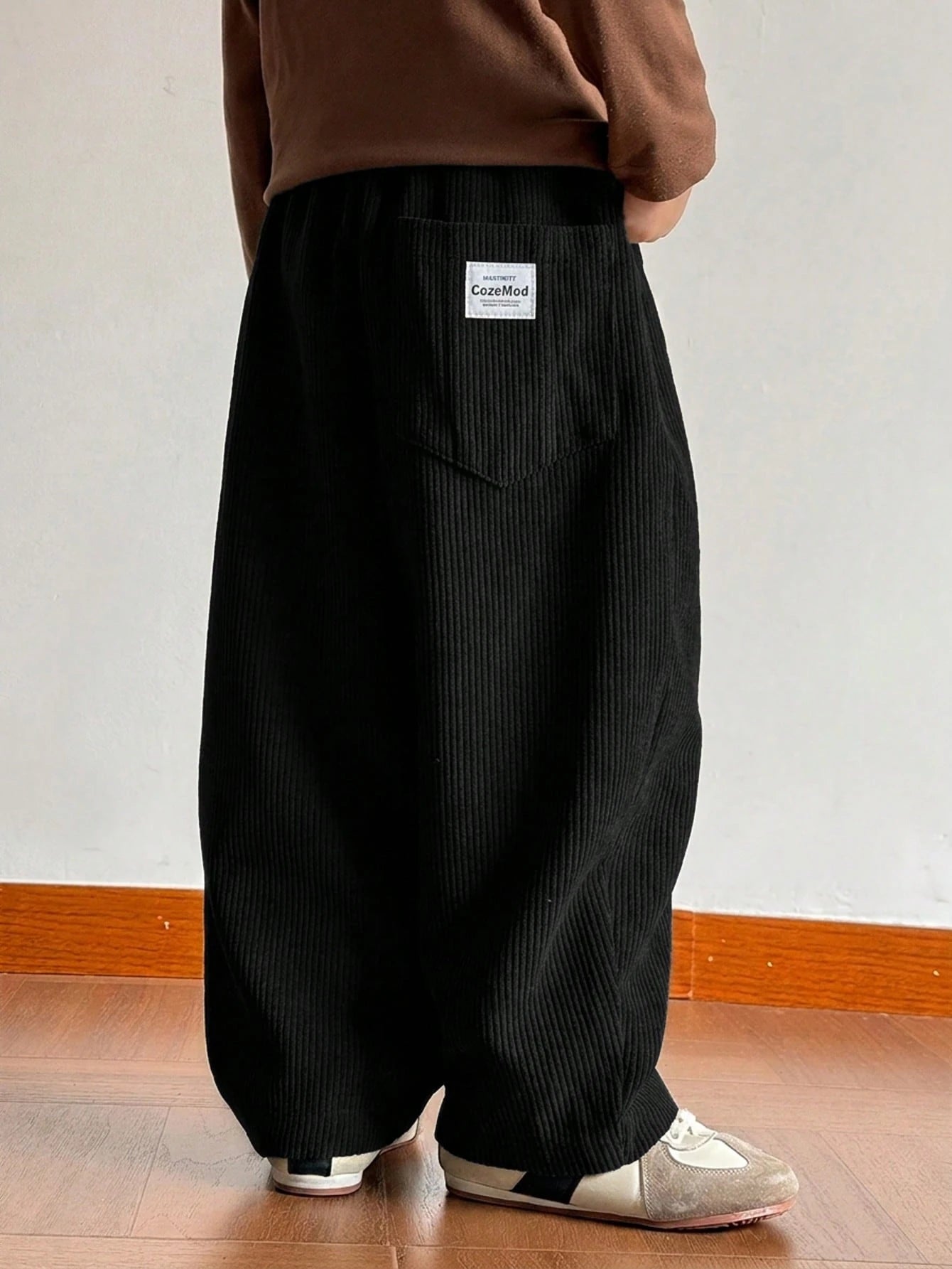 Big Boys Wide-Leg Corduroy Trousers - Onyx | 21 Century Kids