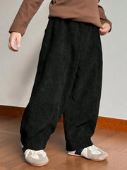 Big Boys Wide-Leg Corduroy Trousers - Onyx | 21 Century Kids