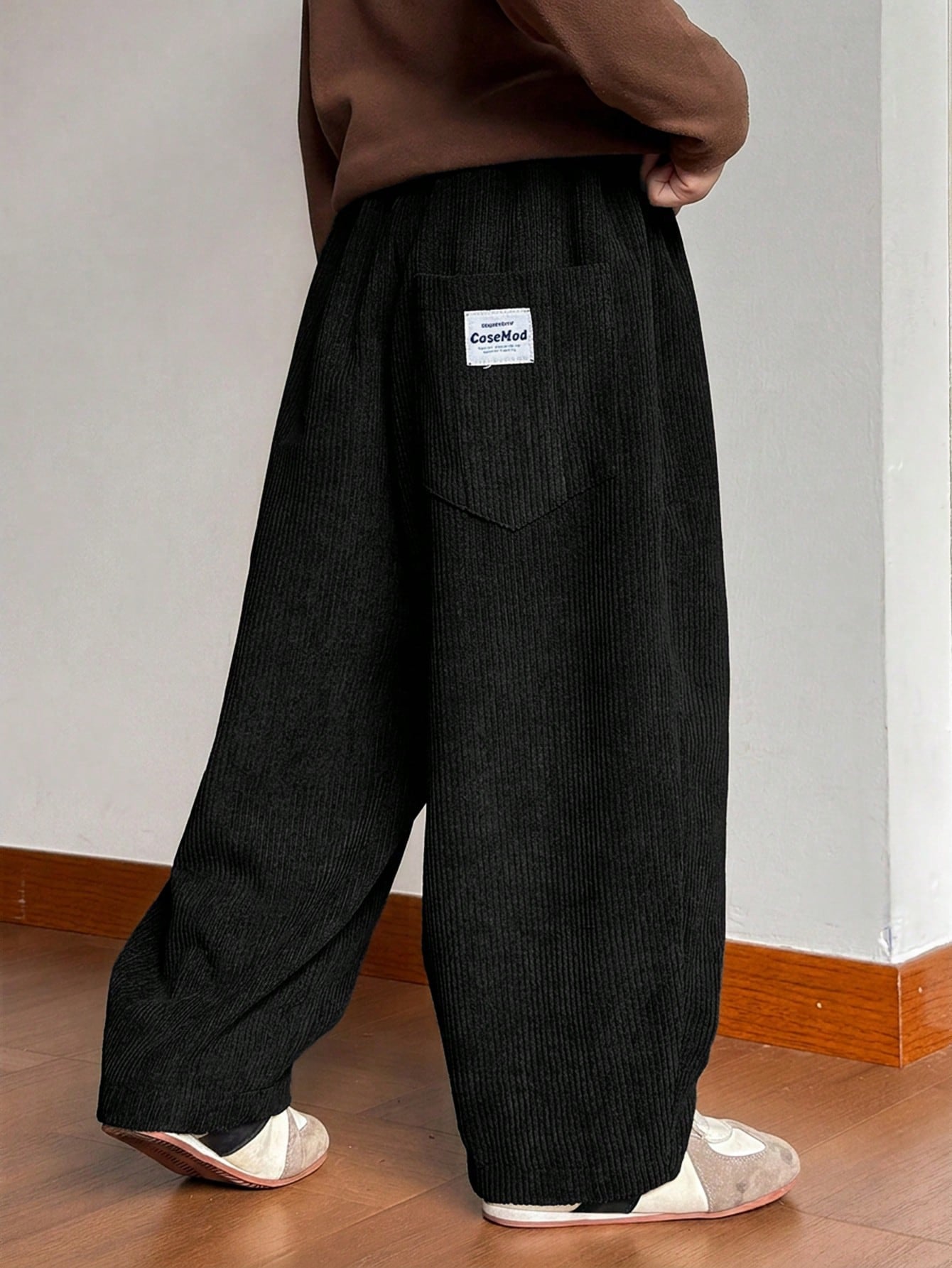Big Boys Wide-Leg Corduroy Trousers - Onyx | 21 Century Kids