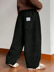 Big Boys Wide-Leg Corduroy Trousers - Onyx | 21 Century Kids