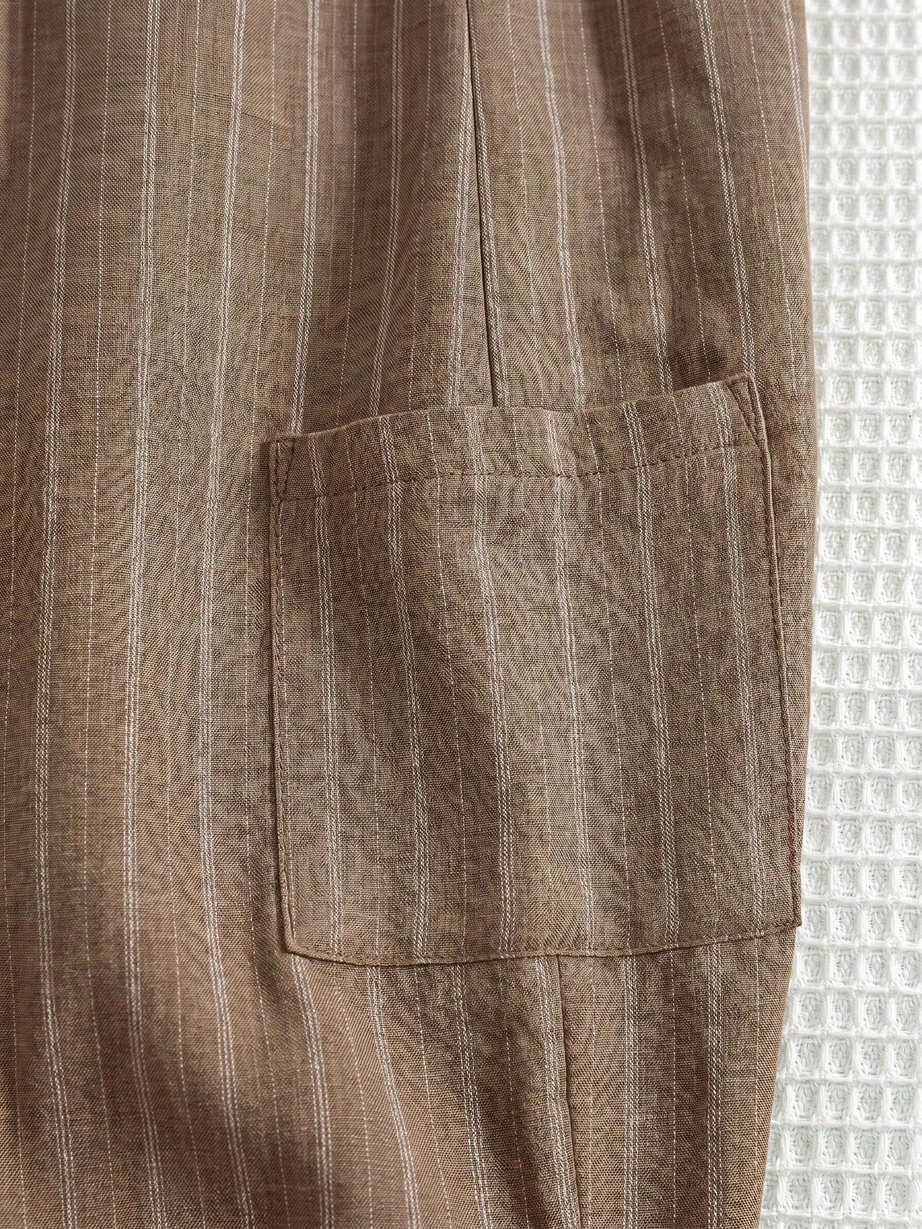 Boys Striped Linen-Blend Sleeveless Jumpsuit - Wenge | 21 Century Kids