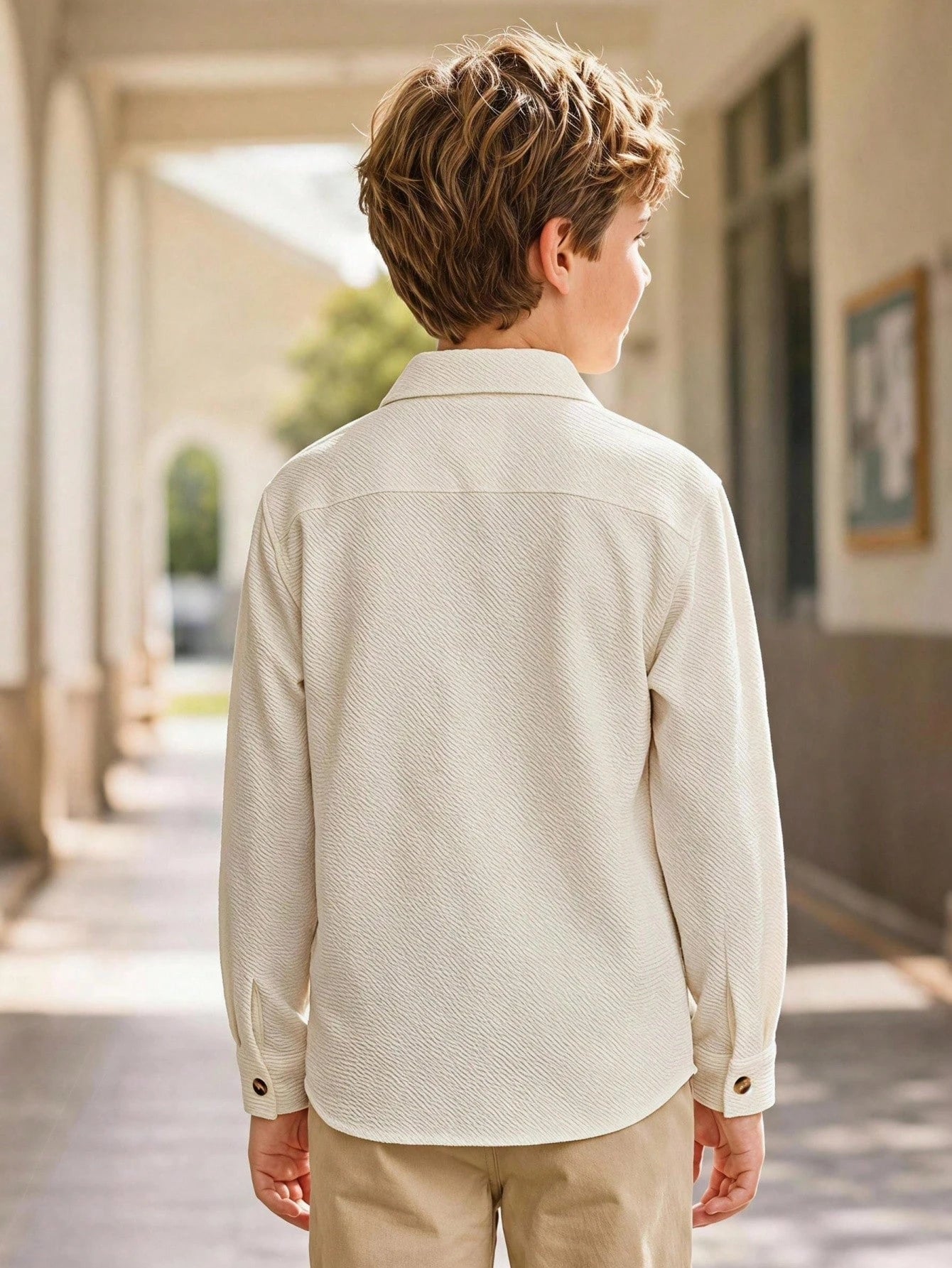 Big Boys Textured Overshirt Drop Shoulder Button-Down - Ivory | 21 ...