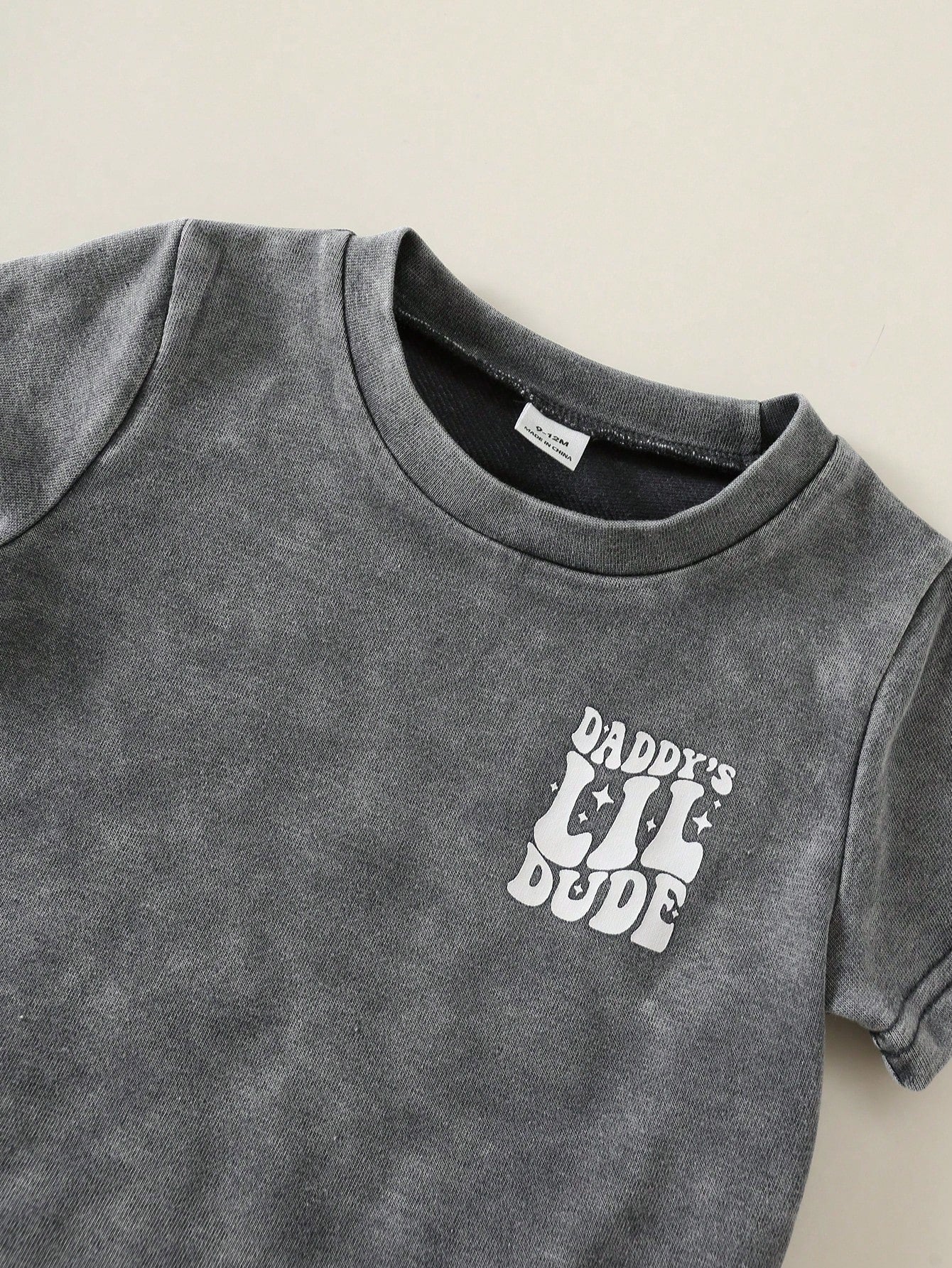 2pcs Boys Daddy's Lil Dude Tee & Denim Shorts Set - Slate | 21 Cent...