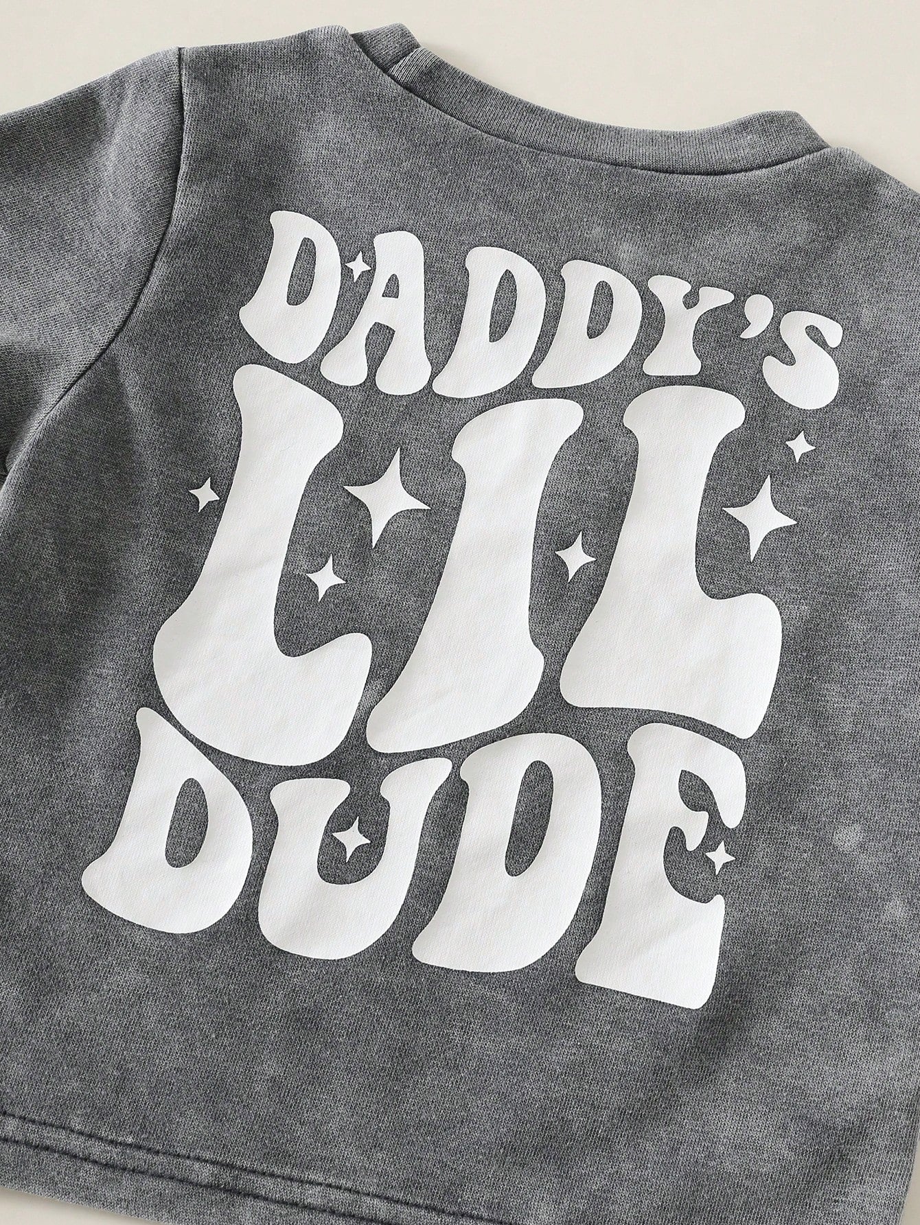 2pcs Boys Daddy's Lil Dude Tee & Denim Shorts Set - Slate | 21 Cent...