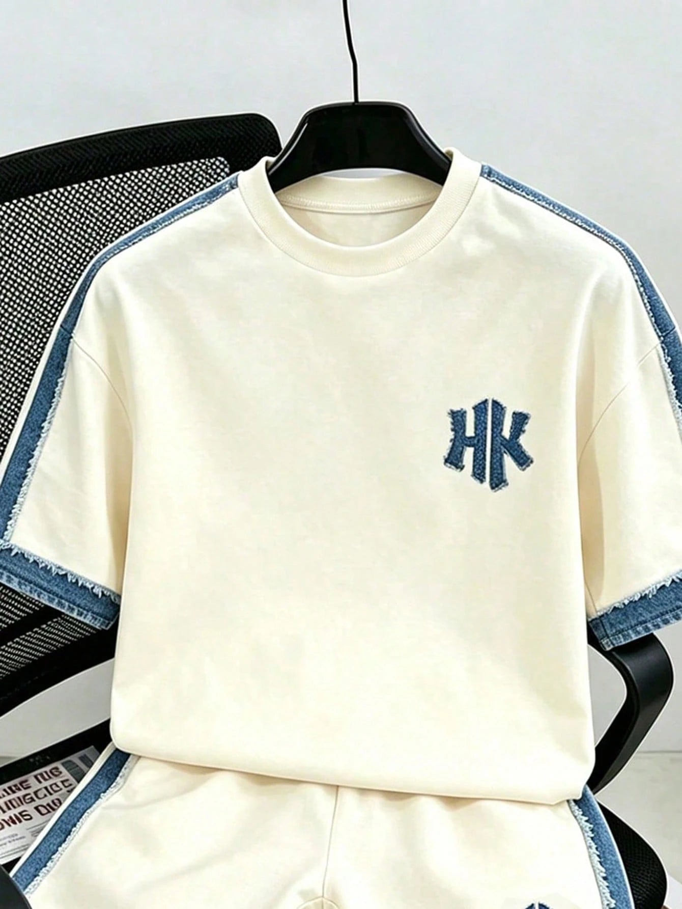 2pcs Big Boys Denim-Trim Monogram T-Shirt & Shorts Set - Ivory | 21...
