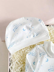 3pcs Baby Boys Celestial Print Peter Pan Collar Sleepsuit Set - Ivory
